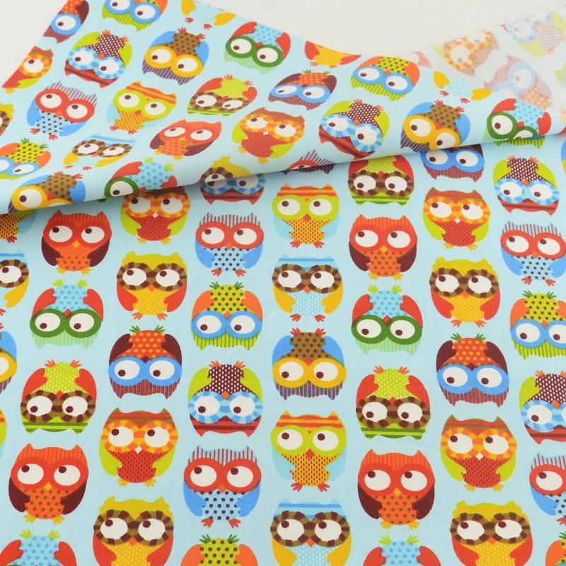 Синий Совы хлопок Ткань лоскутное Вышивание Ткань Ремесло teramila квилтинга Постельные принадлежности украшения ткани Текстиль для дома Ткань S Tecido