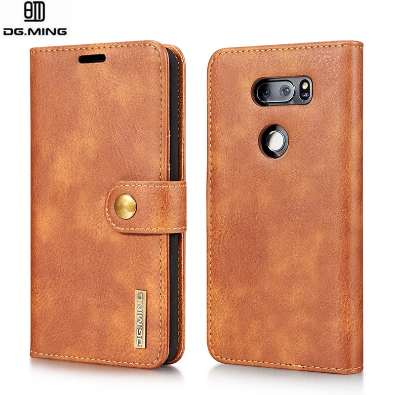 

DG Ming Cowhide Leather Card Slots Wallet Magnetic Detachable Case Cover for LG V30