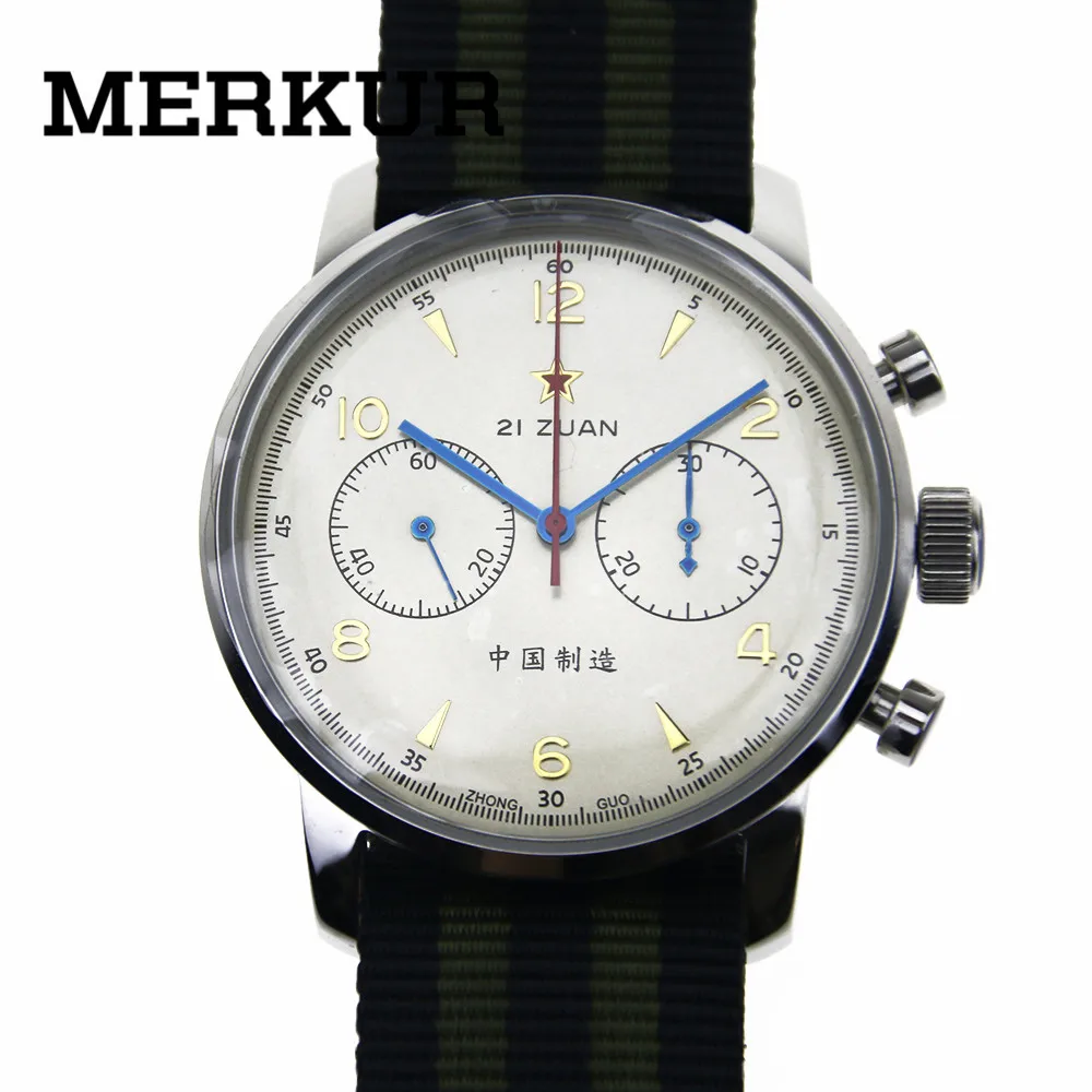 

Mens Seagull Chronograph Wristwatch Big Pilot handwinding Reissue 304 1963 42MM Exhibition Case back Dress