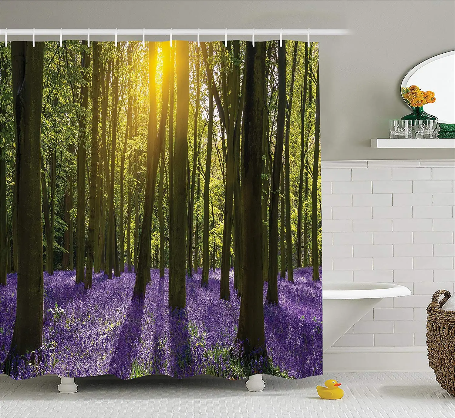 Woodland Decor Shower Curtain Sun Illuminates A Carpet Of Bluebells