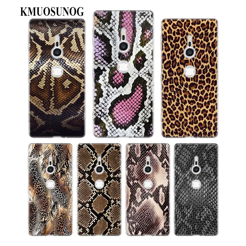 

Transparent Soft Silicone Phone Case leopard print Snake skin art pattern for Sony Xperia M5 E5 Z5 XA1 XA2 XZ1 XZ2 Compact