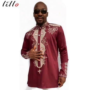 

Long-sleeved shirt African ethnic style printing collar collar pullover shirt men's hot fashion unique printing wild style three