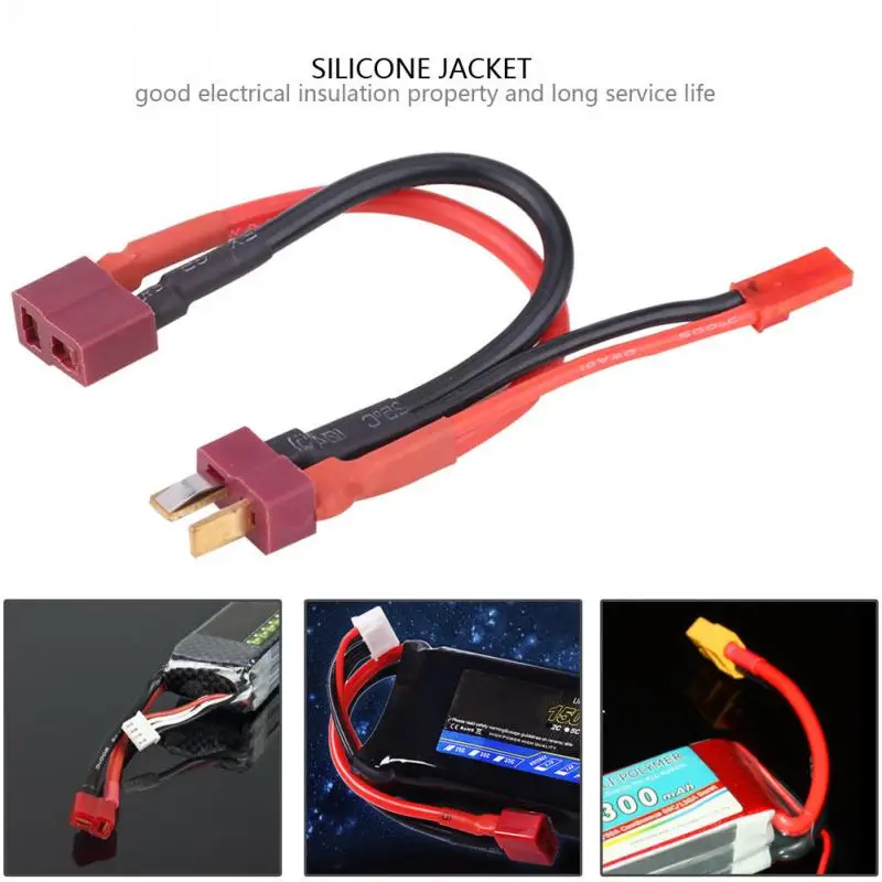 Silicone T Male to T Female Cable Deans T Plug with JST Plug Power Cable 18AWG Wire for Remote Control Airplane Car Boat
