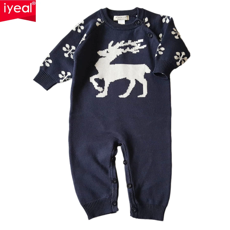 

IYEAL New Spring Autumn Baby Rompers Cartoon Christmas Deer Cotton Sweater Infant Girl Boy Jumpers Kids Baby Outfits Clothes