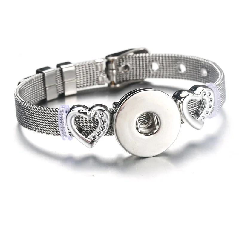 

New Trendy stainless steel Women Bangles Snap Button Bracelets Jewelry Fit 18mm Snap Jewelry Crystal Button Bracelet