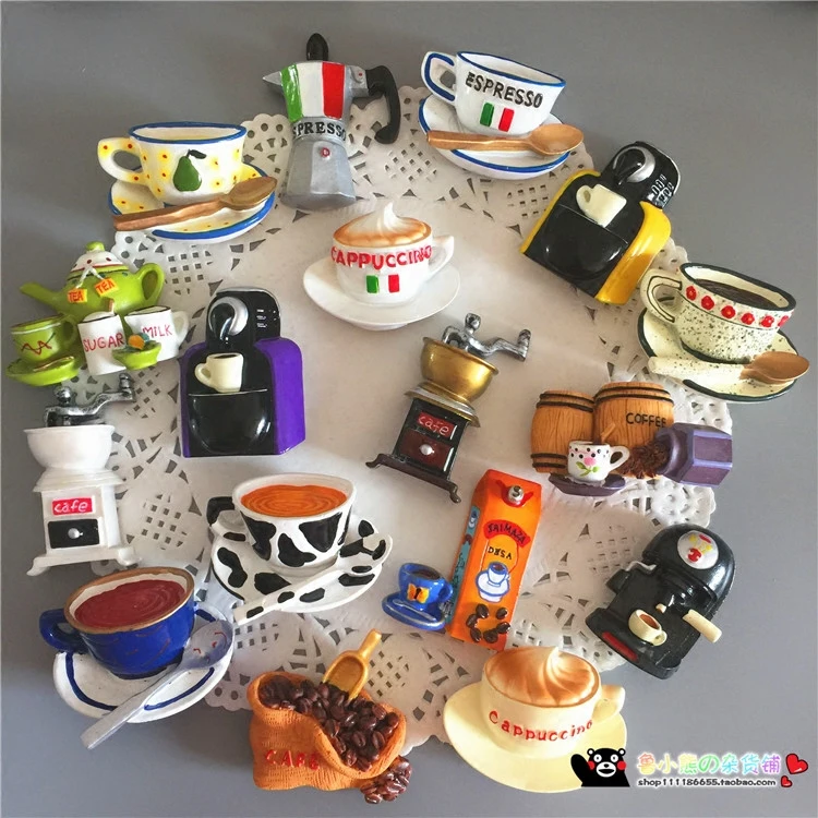 

New Creative Food Shape 3D Fridge Magnets Cute Toast Toaster Coffee Cup Style Decorative Refrigerator Souvenir Sticker