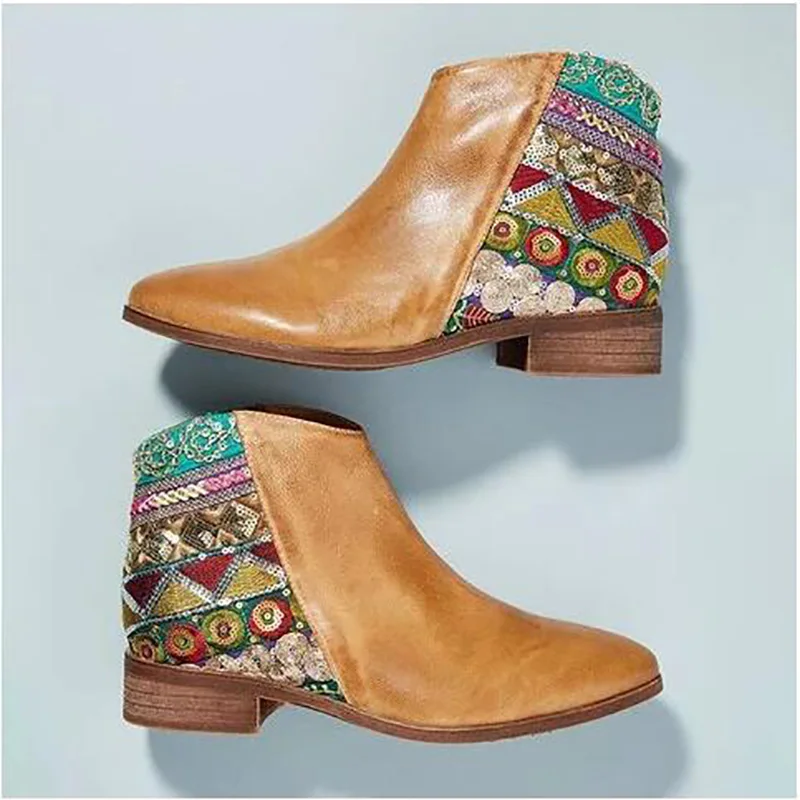 

Autumn winter faux leather ankle boots for women low heels platform martin boots pointed toe ladies shoes plus size botas mujer