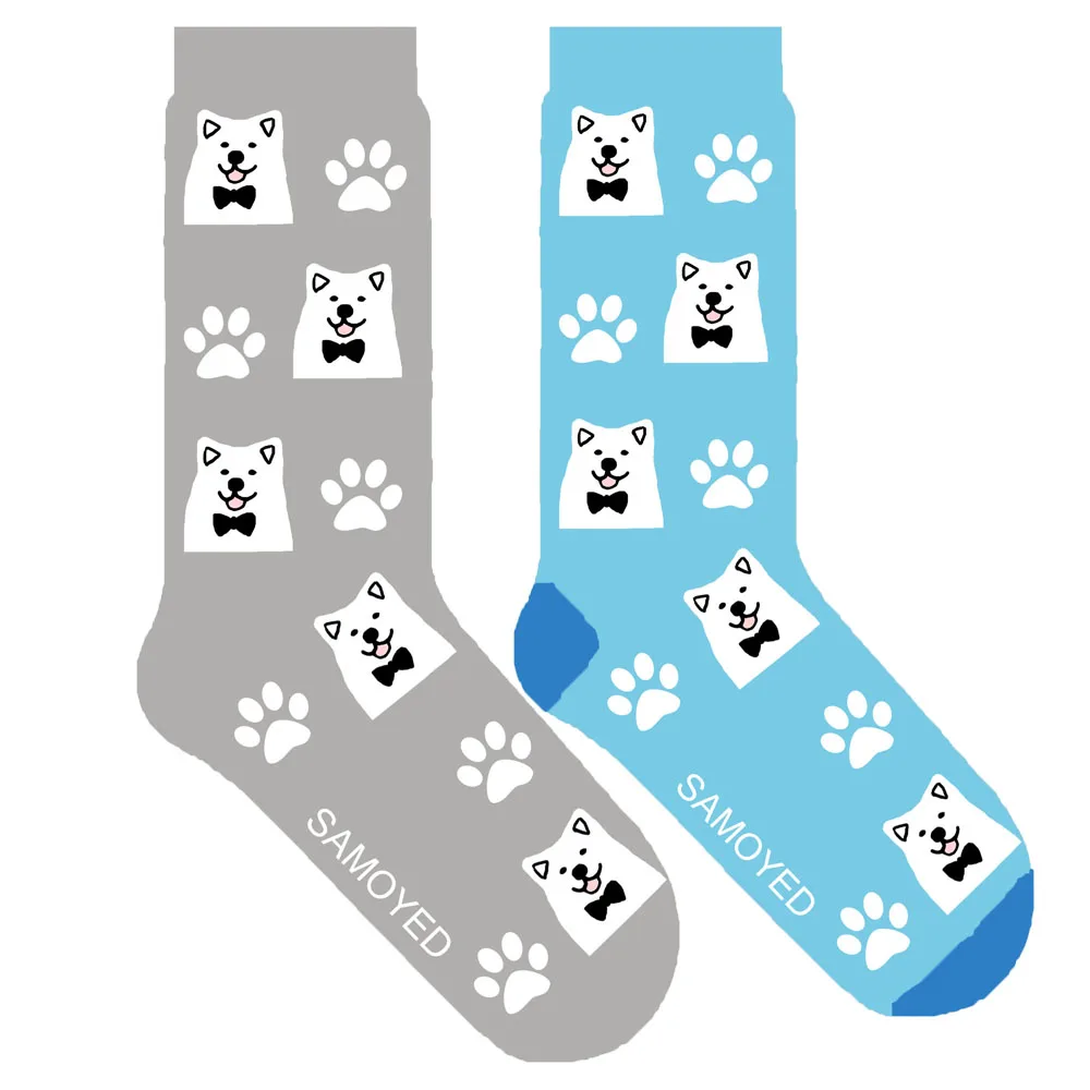 

ORIGINAL SAMOYED DOG PAW crew socks cute cotton cartoon doggie socks women SAMOYED puppy gift 50 pair/lot