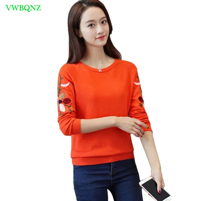 

Embroidered Knit Sweaters Womens clothing Autumn Winter Wild Knitting Shirt Women Fashion Spring Slim Long sleeve Knitted Top 78