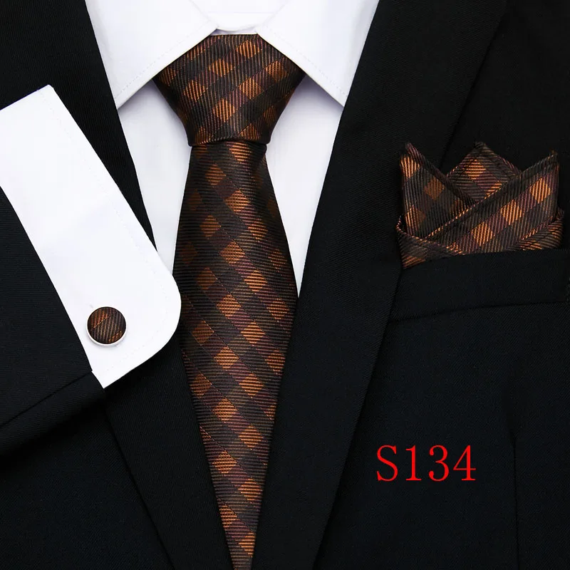 Новый дизайнерский галстук набор 100% шелк жаккардовый плетеный галстук шелковый галстук, носовой платок, запонки наборы шейных платков для