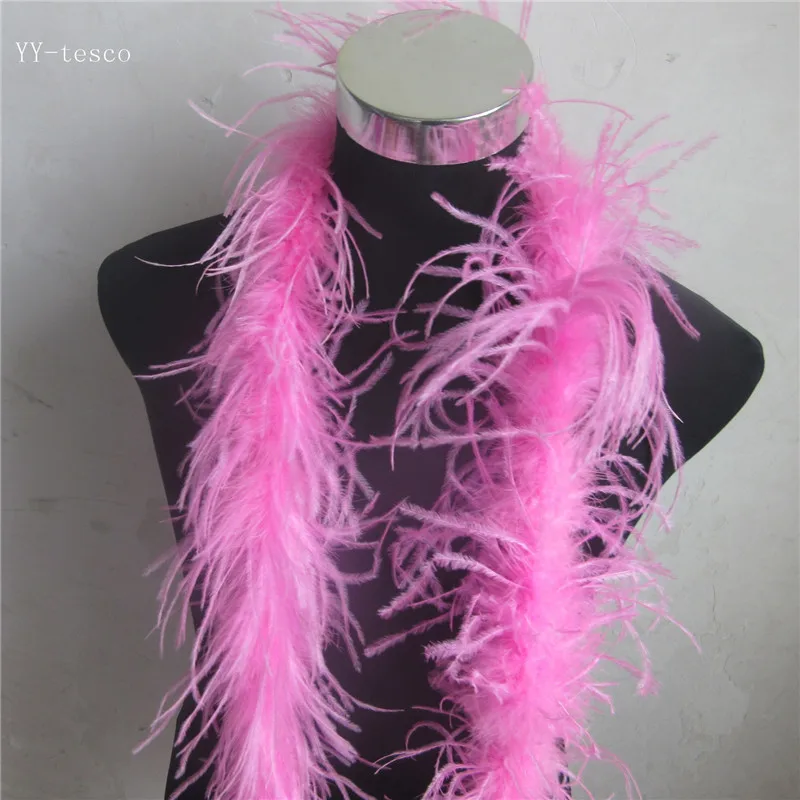 Beautiful 10 m 5 strip natural Ostrich Feathers Boa Quality fluffy Costumes / Trim for Party / Costume / Shawl / Available - Color: Pink