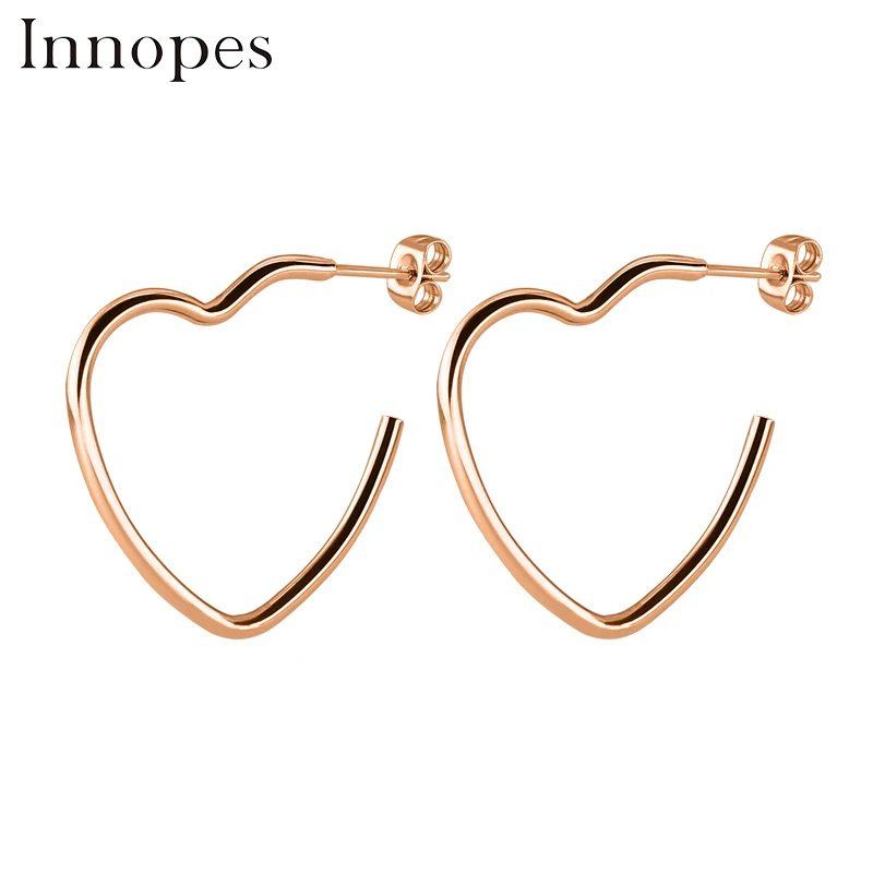 

Innopes korean jewelry geometric hollow heart stud earrings exaggerated big earrings for girl for woman earrings