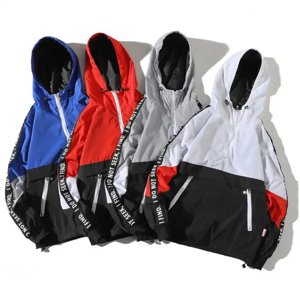 Windbreaker Jacket Men Hooded Autumn Long Sleeve Loose Patchwork Pockets Mens Tracksuit Jackets And Coats Male Chaqueta Hombre Jackets Aliexpress