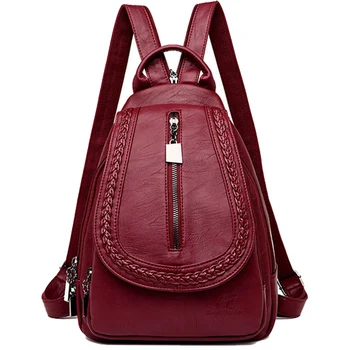 

2019 New Women Leather Backpacks Classic Female Chest Bag Sac A Dos Travel Ladies Bagpack Mochilas School Bags for Girls Preppy