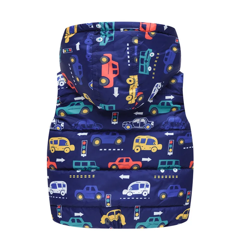 2022 Autumn Winter New Boys Girls Sleeveless Hooded Wool Vest Jacket Cartoon Print Coat Kids Warm Cashmere Vest Outwear Clothes leather jacket with hood