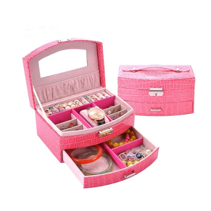 Korean Style travel jewelry box Women stud earrings Organizer Jewelry