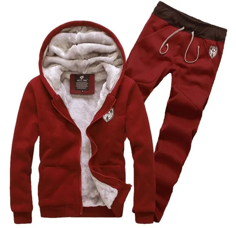 Male Velvet Thickening Hoody Cardigan Tracksuits Sweatshirt Male ...