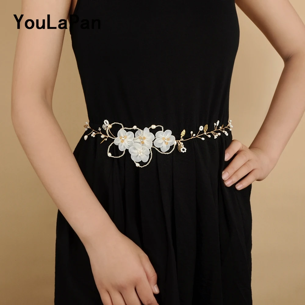 

YouLaPan SH62 Wedding Belt Bridal Belts Beaded Wedding Dress Sash Wedding Sash Vine Wedding Accessories Thin Belts