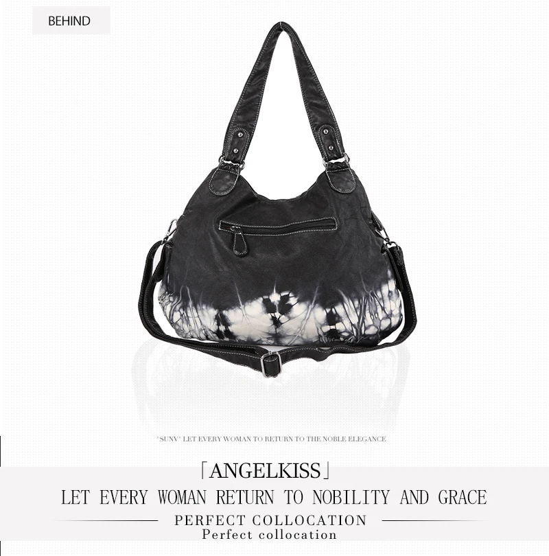 Angelkiss, женские сумки с эффектом потертости, ручная сумка, сумки-Хобо для женщин, PU, высокое качество, сумки-мессенджеры, сумки через плечо