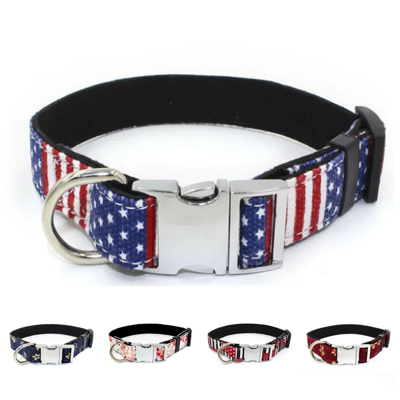 Padded Dog Collar Adjustable Print Dog Collar for Small Medium Large