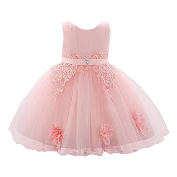 

Girl Lace Design Mesh Dress Baby Sleeveless Dresses 2t Casual Party Children Fashion Pageant Princess Dress Costumes