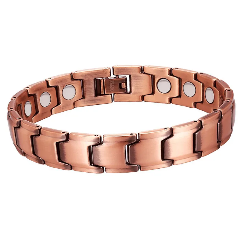 

Men's Copper Hologram Germanium Magnetic Therapy Bracelets healing 12mm Tourmaline Energy Balance Bracelet Health Care Jewelry