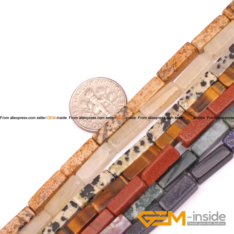 

4x13mm Cuboid Natural Stone Beads Selectable:Dalmatian Picture Jaspers, Tiger Eye,Sand Stone,Indian Agat,Strand15" Wholesale !