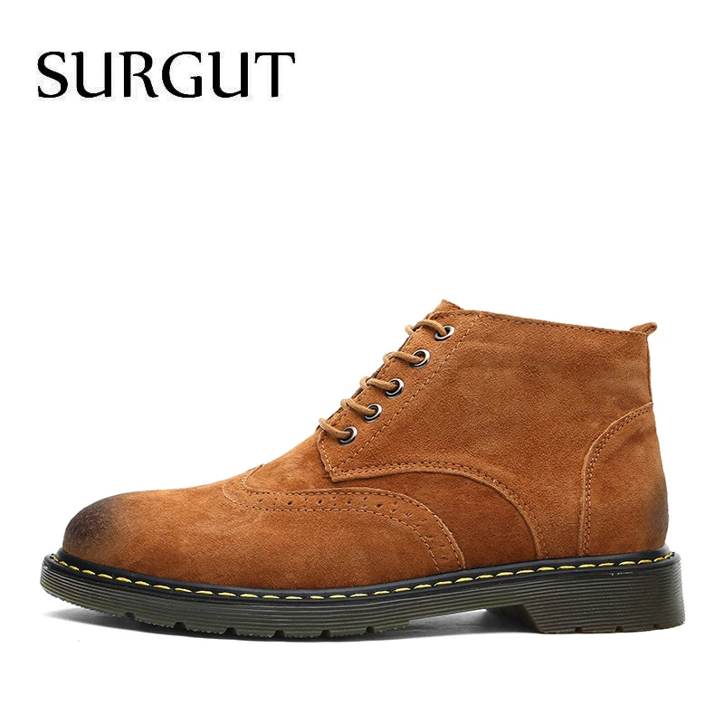SURGUT/ г. Популярные мужские ботинки модная осенне-зимняя мужская обувь из искусственной кожи для мужчин, Новая повседневная обувь с высоким берцем мужская обувь, размер 38-47