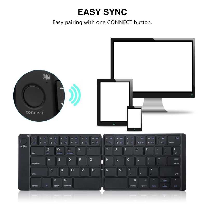 Goede Avatto Zacht Leer Draagbare Engels Bluetooth Draadloze Opvouwbare Mini Toetsenbord Voor Ios, Android Tablet, Ipad, Telefoon