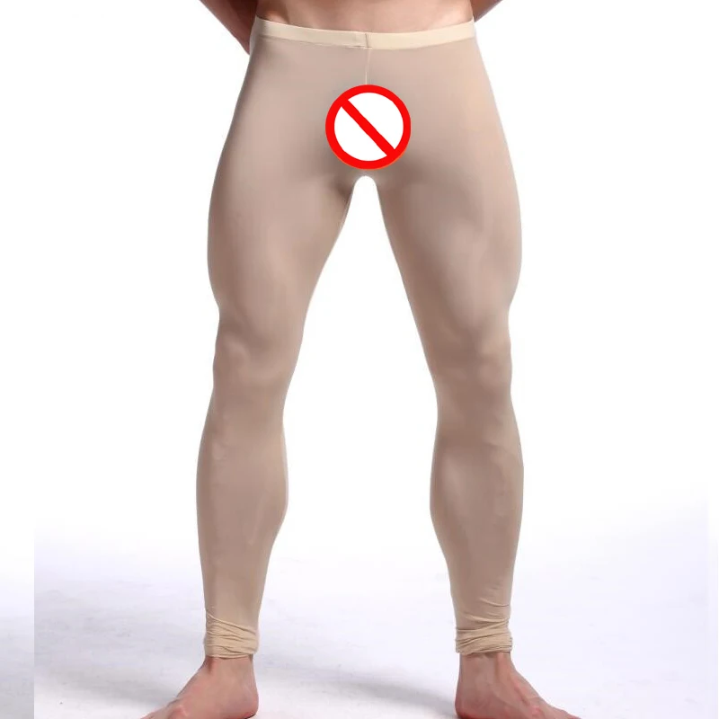 2018 New Man Sexy Nylon Transparent Long Johns/Lce Silk Pouch Sheer Leggings Bottoms/Gay Spandex Lounge Tights 2018 New Man Sexy Nylon Transparent Long Johns/Lce Silk Pouch Sheer Leggings Bottoms/Gay Spandex Lounge Tights