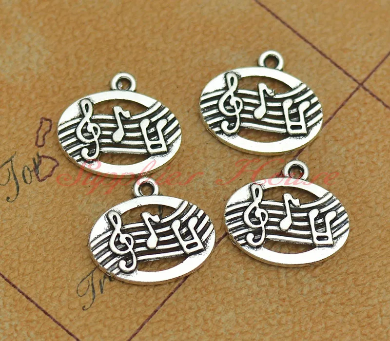 60pcs/lot 20X17mm, Musical note Charms, Antique silver music Pendants