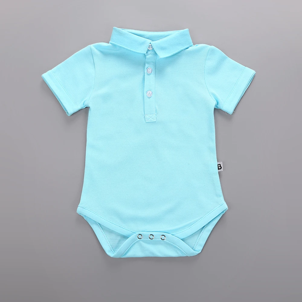 

2018 Newborn Baby Summer Short Sleeve Rompers Bebe custume Polo Turn Down Collar baby boy Girls Solid color jumpsuits Overalls