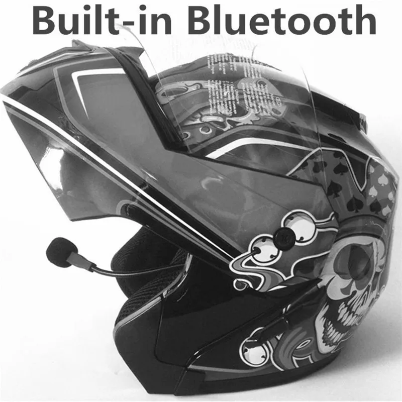 

GHOST Built-in Bluetooth Motorcycle Helmet Flip Up Helmets Capacete Duas Vizeira BT Casque Moto Casco DOT CERTIFICATE S TO XXL