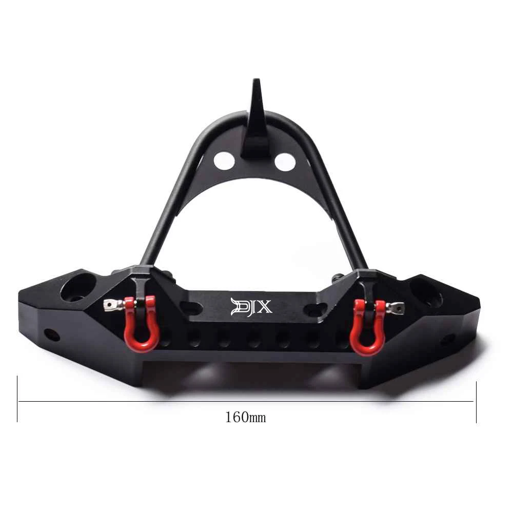 Metal Black Front Bumper with Light for 1/10 RC Crawler Car Traxxas TRX-4 Axial SCX10& SCX10 II 90046