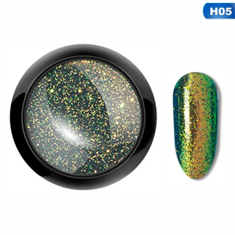 Зеркальный блеск ногтей хром пигмент ослепительный DIY салон микро голографическая пудра Лазерная Фольга для маникюра украшения маникюра - Цвет: H05