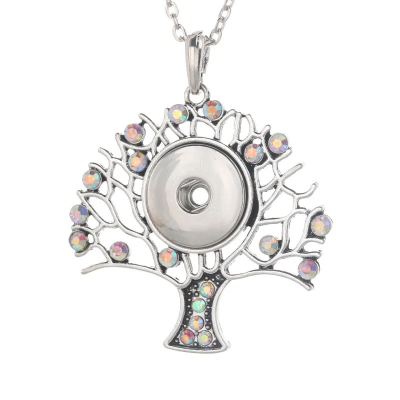 Оснастка ювелирные изделия Древо жизни серебряный кулон ожерелье Подходит 18 мм Кнопка Ожерелье s для женщин цепи ожерелье s 5154