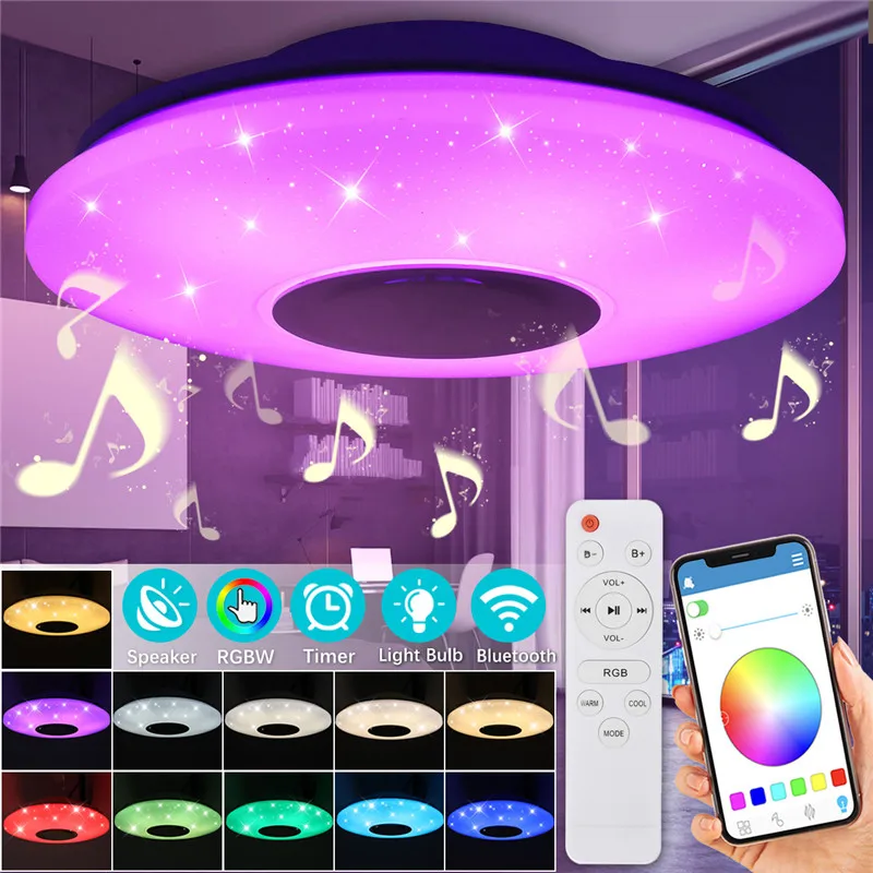 

AC180-240V Modern Music ceiling lamp Dimmable APP/Remote Control 60W Living room bedroom bluetooth speaker lighting Fixture Set
