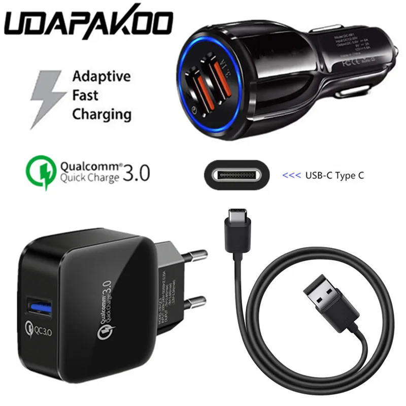 

Quick charge 3.0 QC EU Fast Charger adaptive Car Adapter USB Type C wire For Galaxy S9 S10 A3 A5 2017 Honor 8 9 10 SONY XZ LG G6