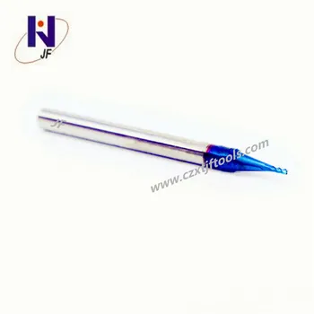 

JF hot sale for hard steel GEK serise HRC65 R0.35*1.4*D4*50*2F Solid Carbide Micro Ball Nose Blue NaCo Coated NON mill cutter