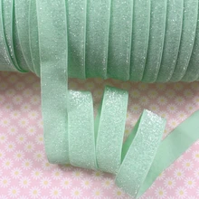 5/8″ aqua frosted glitter velvet elastic ribbon for hair elastic ties accessaries,50yards/lot #M-9(5)