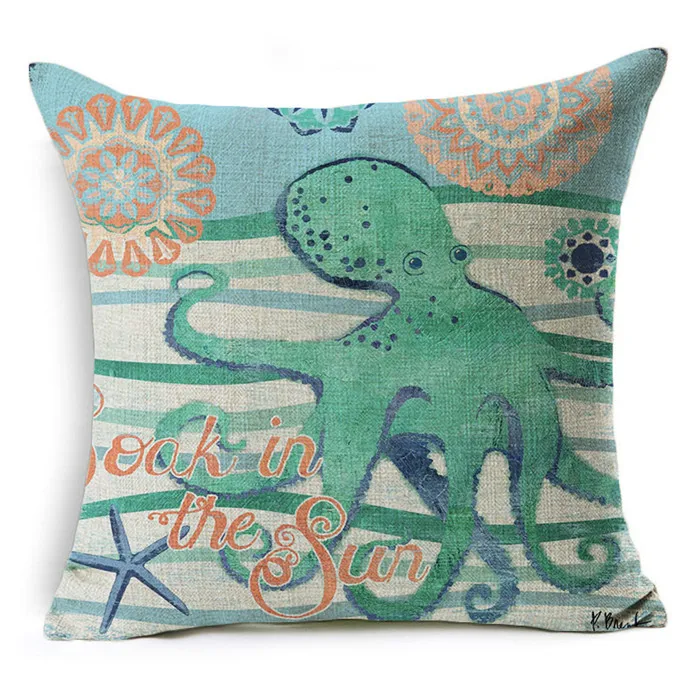 Marine Home  Decorative Pillow Case On Couch Starfish Whale Home Decorative Pillows Cover