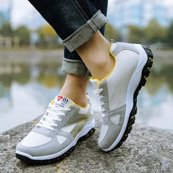 

New Men'S Shoes Korean Version Trend Sports Net +Flock Hard-Wearing and Anti-Slip Contrast Color Versatile Running Shoes Male