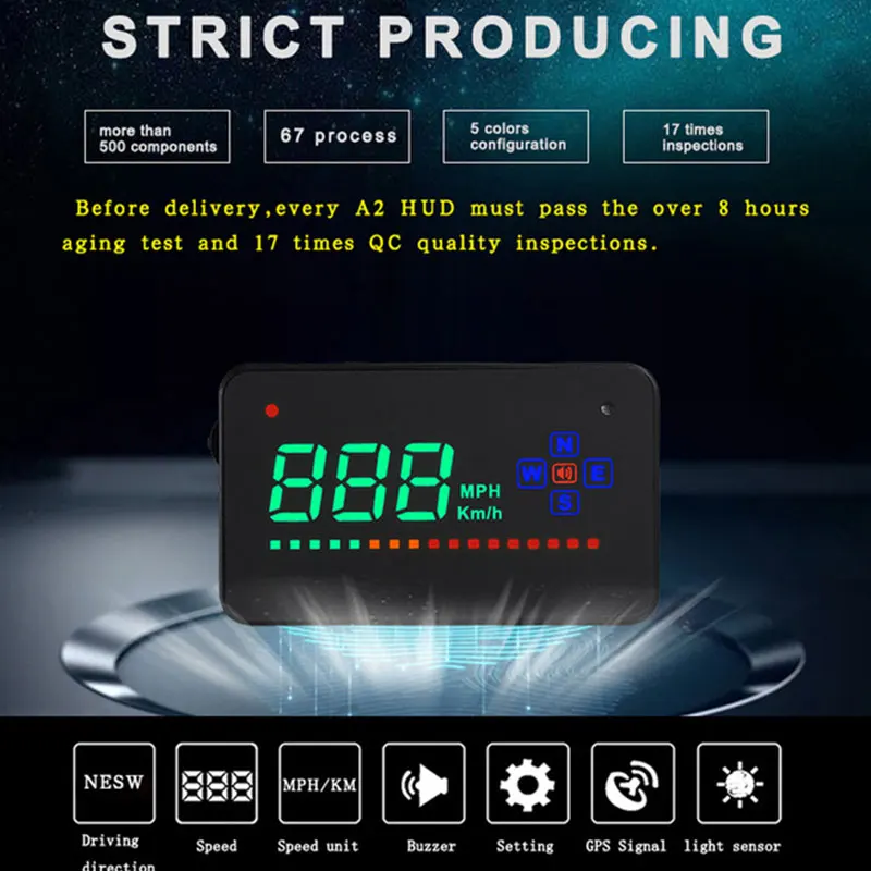 

Vehemo Universal Car HUD GPS Speedometer Speedo Head Up Display Digital Over Speed Alert Windshield Projetor Auto Navigation