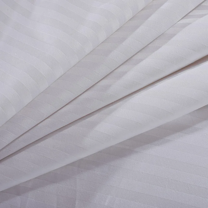 Нормальный белый чеснок/чисто белый полоски отель Постельное белье полиэстер ткань постельного белья, пододеяльник, простынь и наволочки для подушек, 3/4 шт. постельное белье