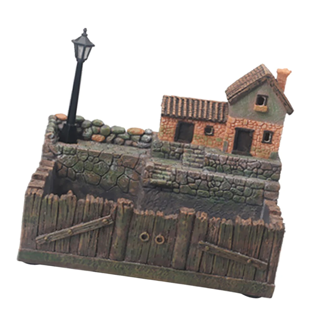 Resin Tuscany Hut Flower Bed Succulent Pot Planter Bonsai Plant Bed Flower Pots Storage Box for Office Home Shopping Mart Decor