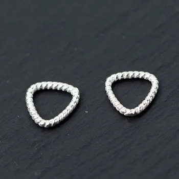 

2pcs/lot 925 Sterling Silver Twist Triangle Connectors 11x11mm Silver Decoration Charms Rings DIY Jewelry Making Earrings Gift