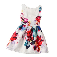 Новые платья для девочек праздничные и свадебные платья без рукавов с цветочным принтом для детей От 7 до 13 лет vestido de festa infantil princesa