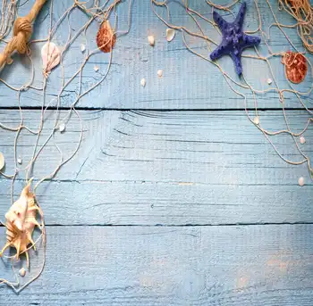 

Starfish Nautical Theme Wood Backgrounds Vinyl cloth High quality Computer printed newborn baby backdrop for sale