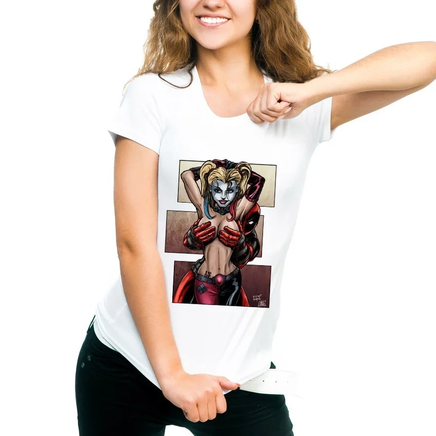 

Harley Quinn T Shirt Funny Deadpool Anime Print Tshirt Summer Women Vogue Modal Streetwear Hipster Rock Dreamy Top Tees Casual