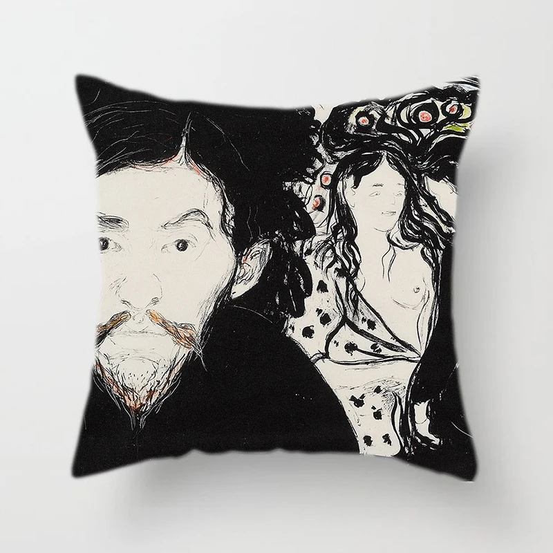 Знаменитая картина маслом, декоративные подушки, Наволочки на подушку с надписью Edvard Munch, Автопортрет для дивана, дивана, гостиной, дома - Цвет: Edvard Munch 24